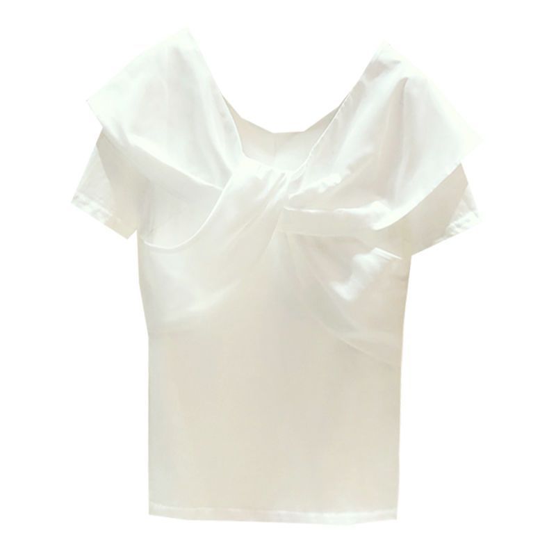 FS236475 夏季新款韓版設計感白色短袖T卹女垂感a字不規則半身裙兩件套