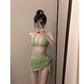 SW072804 泳衣女性感比基尼裹裙三件套聚拢胸显瘦分体三角ins 度假温泉泳装