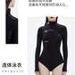 SW071701溫泉新款高顏值甜酷辣妹高領長袖防曬顯瘦遮肚溫泉連身泳裝女