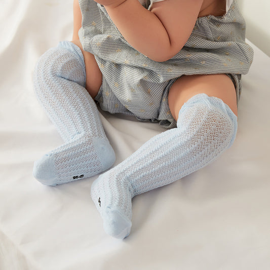 05015FM 兒童夏季新款過膝空調襪嬰幼兒薄款防蚊襪寶寶縷空透氣長筒棉襪子