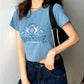 KA-031505 短袖t卹女2023夏季新款韓版網紅超火泫雅風短款刺繡學生修身上衣