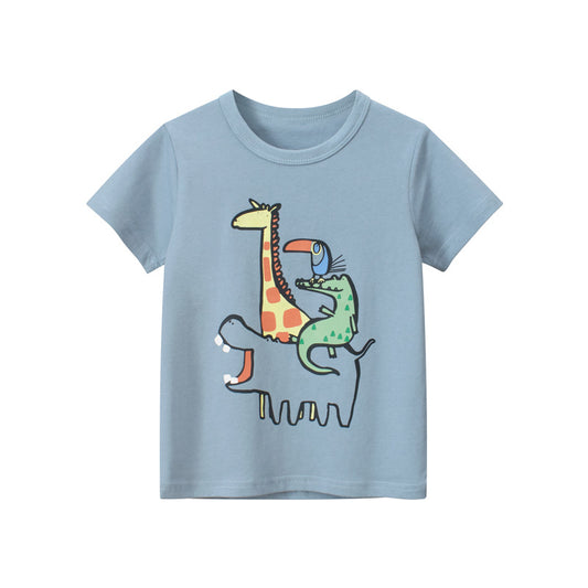 27KIDS-031812 品牌童裝夏季新款2023兒童短袖T卹男寶寶衣服打底一件代發