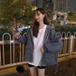 【AZ-111419】2022秋季新款韓版ins寬鬆百搭薄款外套女ins潮原宿風春秋格子學生