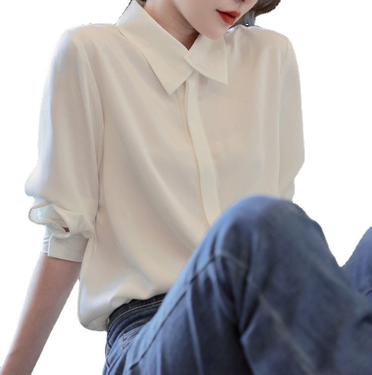 【BA-022604】2023新品 春夏點睛 疊片燕尾領 華爾茲啞光緞襯衣 兩色出