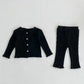 38051BS 春秋季坑條洋氣休閒衣服新生兒兩件套嬰幼兒童外套上衣套裝 3252