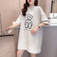 【DA-RH3059】一件代發夏季短袖t卹女反光圖案圓領上衣時尚中長款女裝跨境