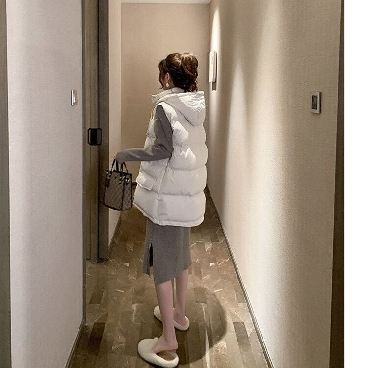 【AZ-112330】2022新款羽絨棉馬甲女秋冬長款棉服寬鬆棉衣背心坎肩外套
