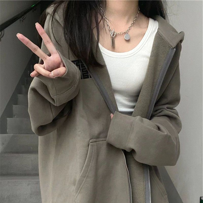 【CZ-951】2022秋冬季新款外套女生外穿寬鬆顯瘦垂墜感慵懶長袖洋氣上衣