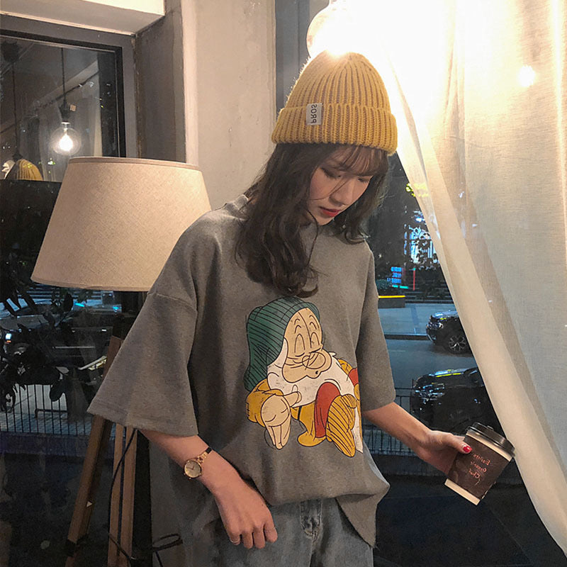 KA-031506 跨境批發2023新款卡通印花上衣T卹女短袖修身顯瘦同款女裝外穿夏