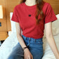 KA-031516 批發2023夏季新款皇冠刺繡衣服學生修身短袖T卹女韓版寬鬆黑白色