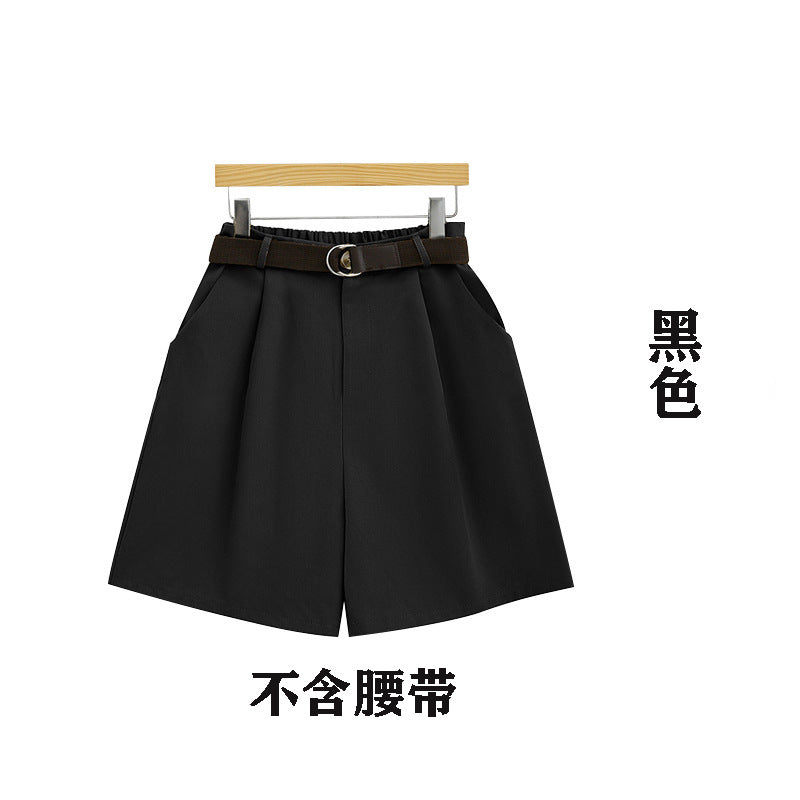 【OB-020103】西裝五分褲大碼女寬鬆短褲夏薄款高腰200斤休閒褲女士中褲無腰帶
