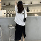 【BS-022619】三宅褶皺上衣 不規則短袖上衣夏百褶寬鬆中長款小眾圓領顯瘦t卹半身裙女