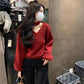 【AA-103107】2022新款毛衣女秋冬季長袖針織衫性感小眾v領露肩交叉掛脖上衣潮