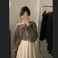 【FY-8792】單件/大碼女裝秋冬新款赫本風溫柔氣質港風復古chic毛衣氣質連衣裙