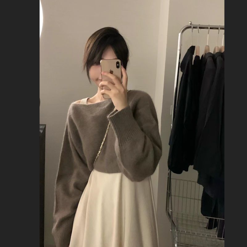 【FY-8792】單件/大碼女裝秋冬新款赫本風溫柔氣質港風復古chic毛衣氣質連衣裙