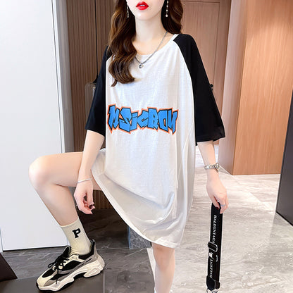 【DA-X694】新款韓版夏季短袖t卹女潮學生圓領撞色上衣時尚設計感女裝潮