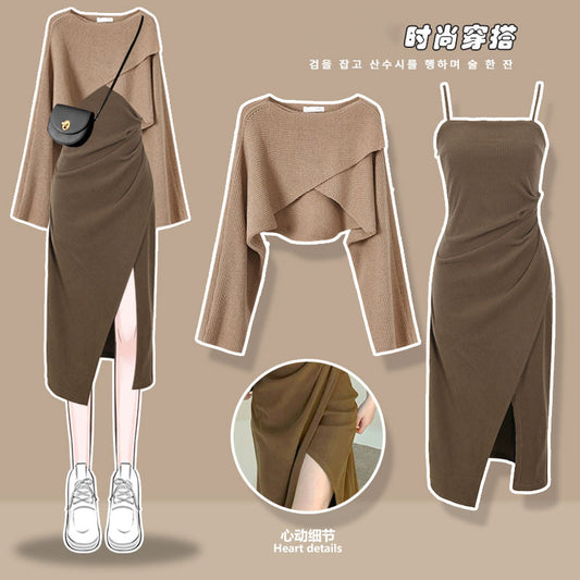 【FY-161247】單件/高級設計感甜辣風吊帶連衣裙2023新款女初春裝法式針織衫裙