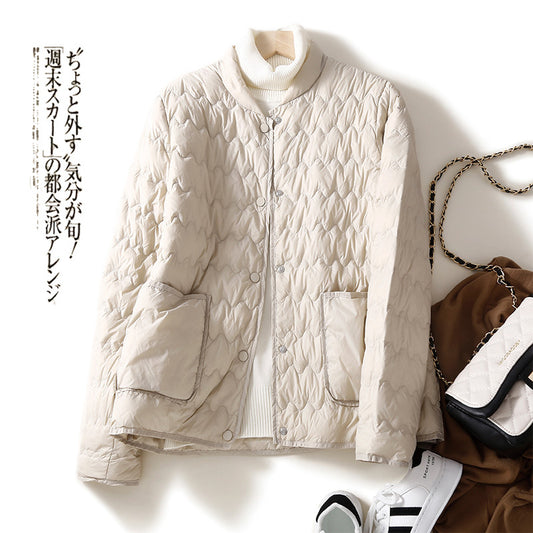 【AZ-103126】文藝復古短款輕薄羽絨服女冬季百塔外套寬鬆保暖上衣
