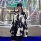 HA29306 春秋新款韓版紮染BF風寬鬆中長款休閒翻領襯衣長袖上衣花襯衫